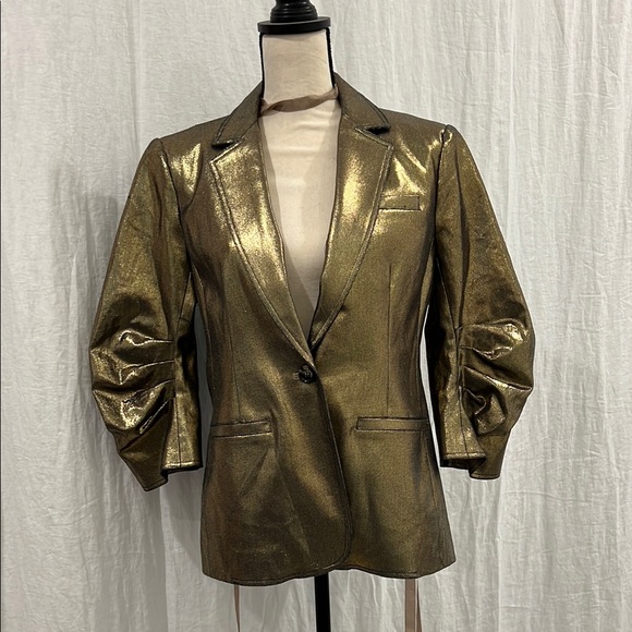 Gold Metallic Women's Blazer - Picture 1 of 5